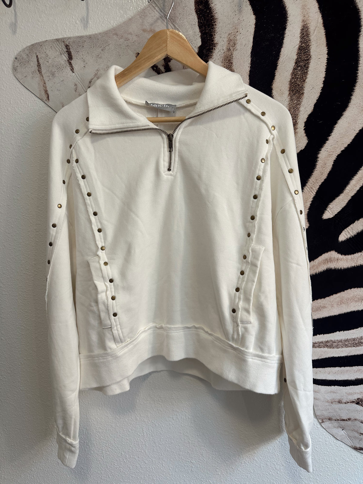 Studded Half-Zip Sweatshirt