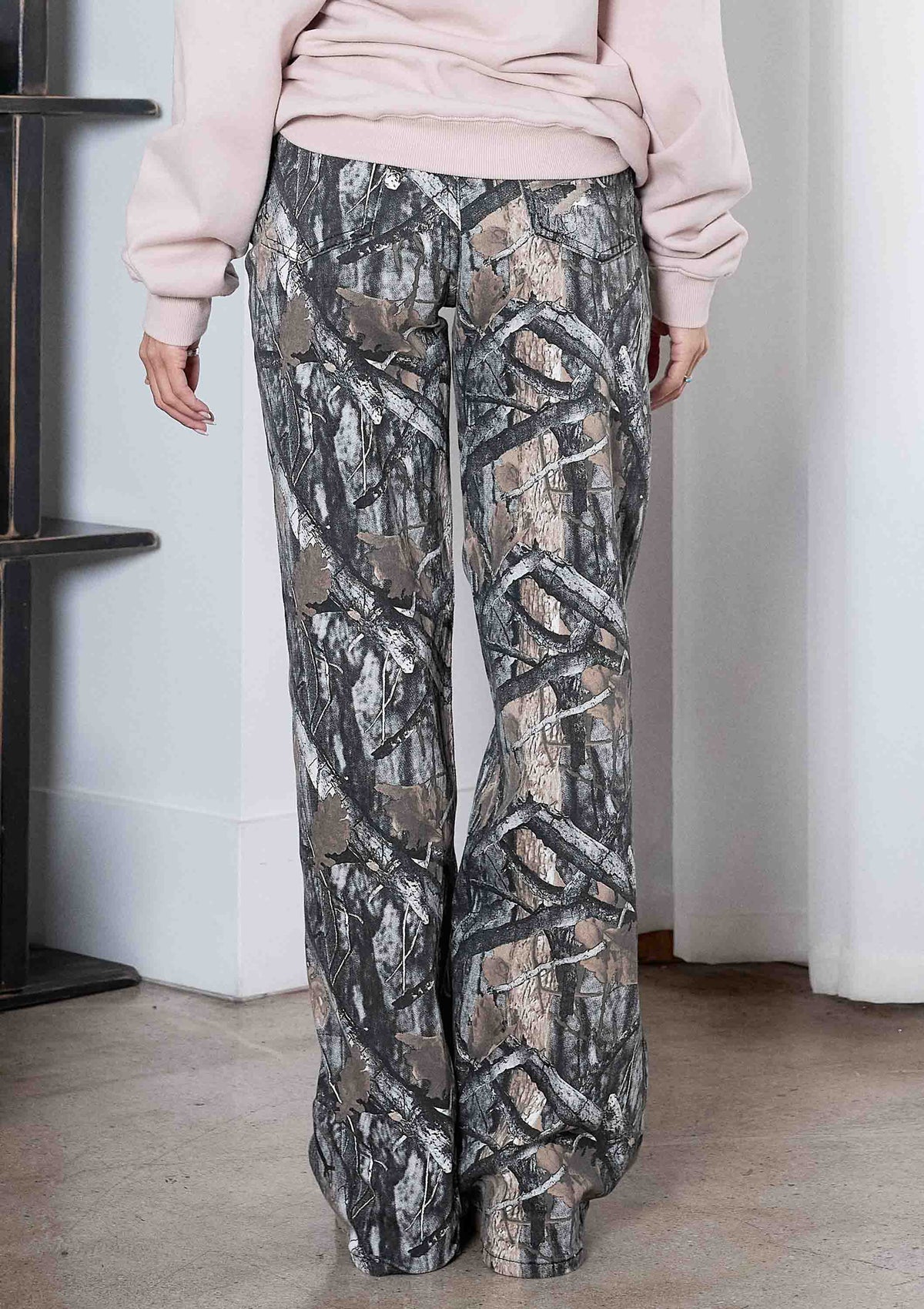 High-Rise Camo Print Wide Leg Jeans