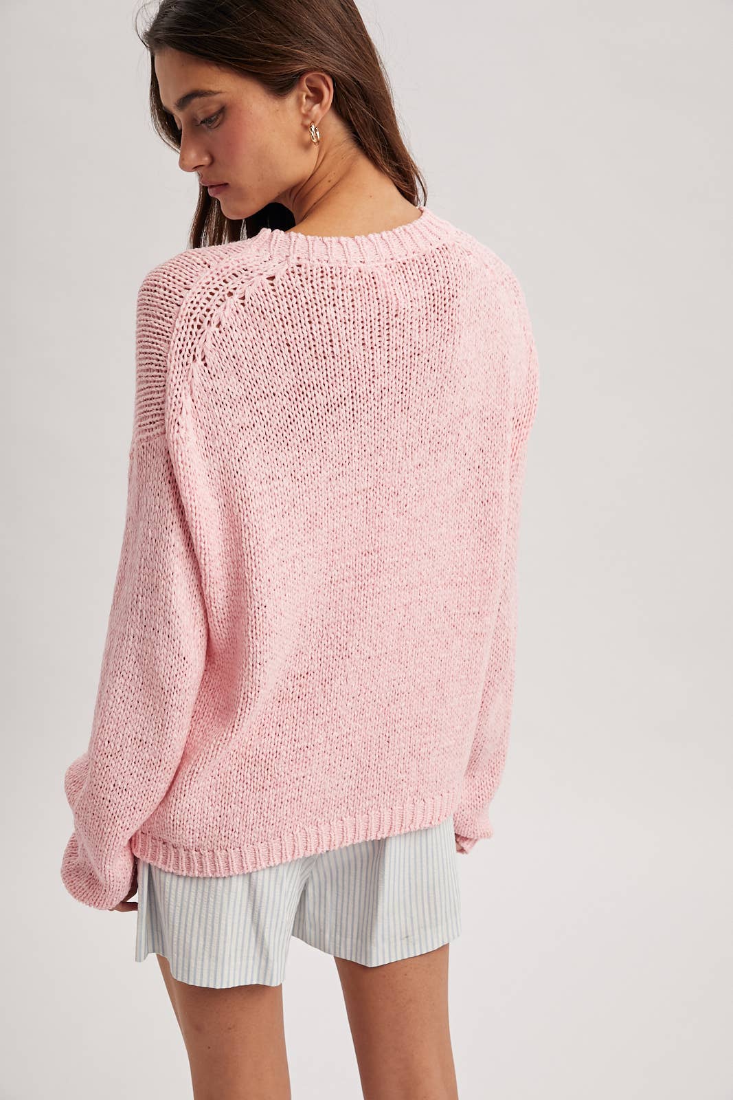 MOCK NECK OPEN-KNIT SWEATER / WL25-11867