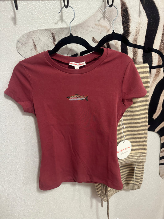 Fish Embroidered Baby Tee