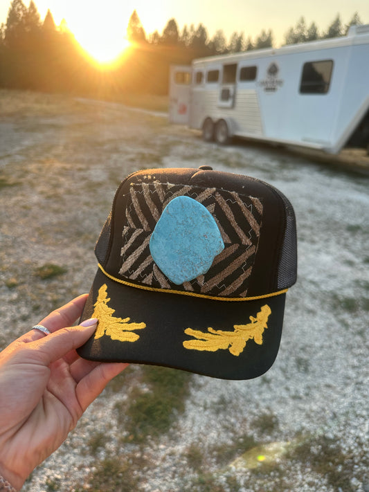 Turquoise slab captain hat