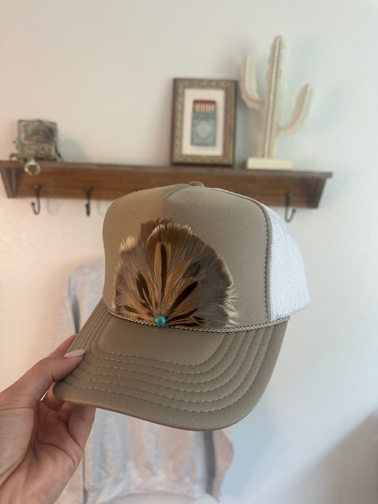 Feather Tan Turquoise Trucker