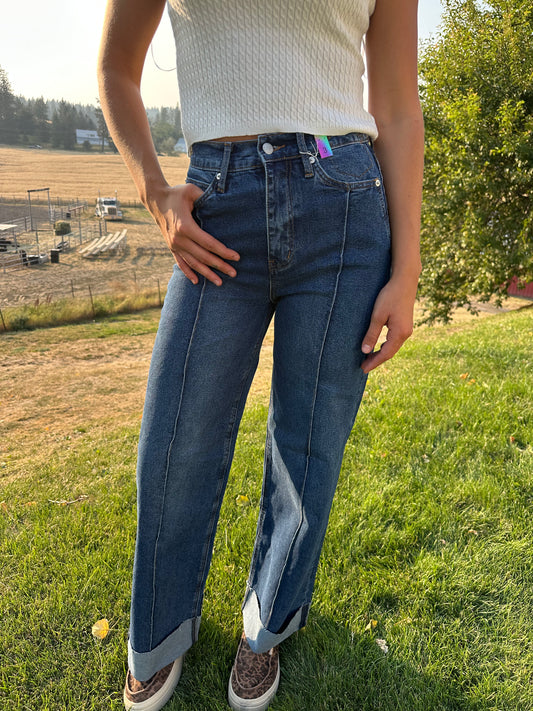 WIDE LEG - Rigid with Comfort Stretch
