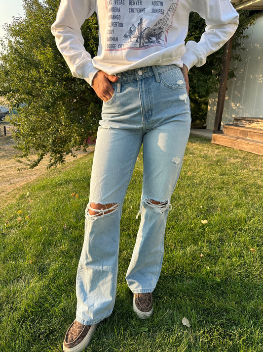 VERVET 90'S VINTAGE SUPER HIGH RISE FLARE JEANS