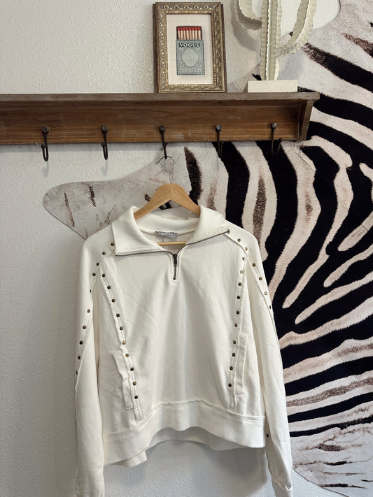 Studded Half-Zip Sweatshirt
