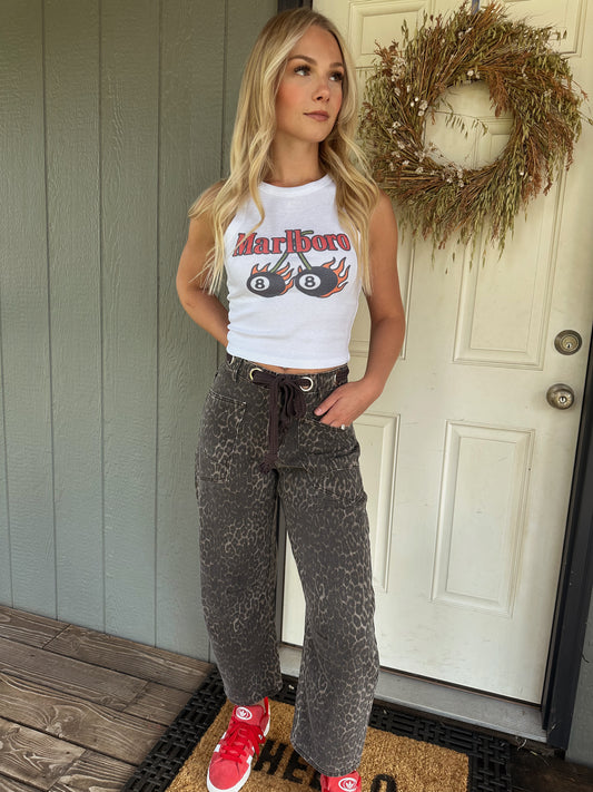 Leopard Pants with Belt Detail